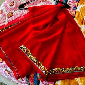 Red indian pakistani saree.